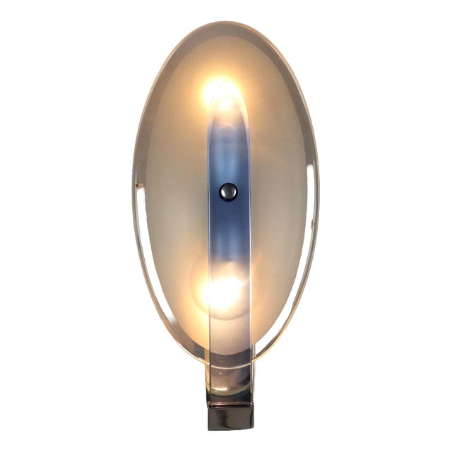 Vintage Glass and Metal Wall Lamp, 1960s For Sale