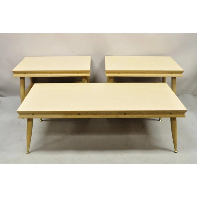 Vintage Mid Century Modern Atomic Era Laminate & Wood Coffee Table Set - 3 PCS For Sale - Image 11 of 11