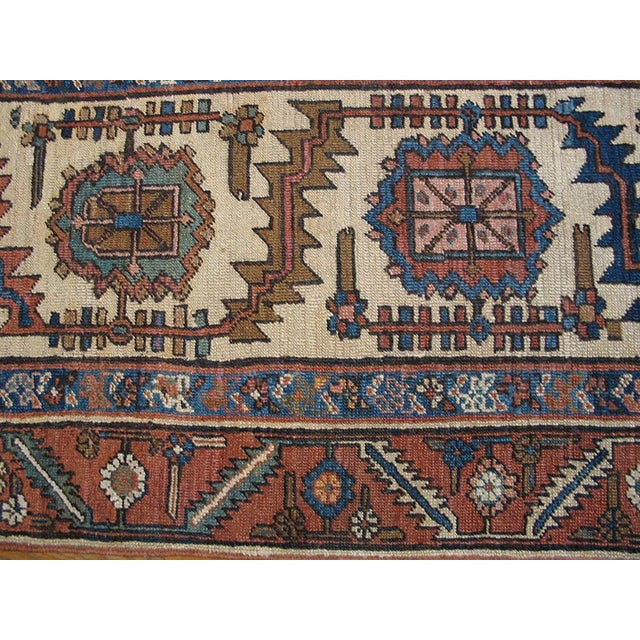 Late 19th Century 1890s Ivory Medallion Tribal Antique n.w. Persian Bakshaiesh Rug 2'7" X 16' Handknotted Wool Carpet For Sale - Image 5 of 6