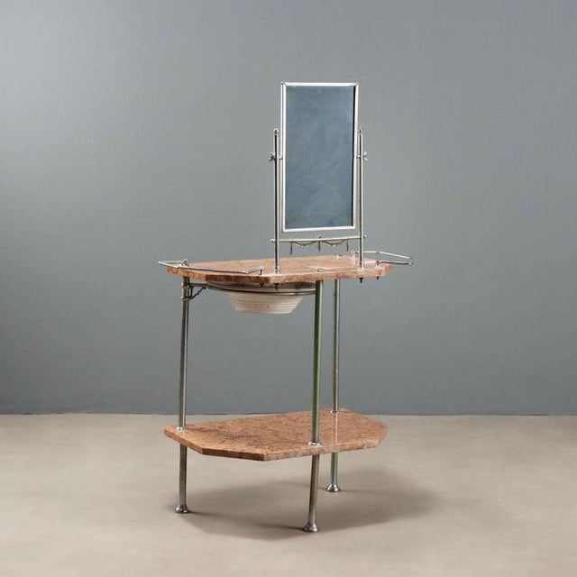 Metal and Marble Vanity with Beveled Mirror For Sale - Image 11 of 12