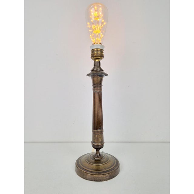 Metal Vintage Empire Bronze Table Lamp, France, 1890s For Sale - Image 7 of 10