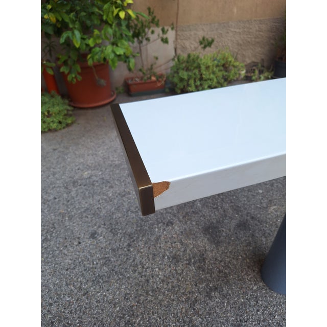 Console in White Lacquer with Cylindrical Plastic Legs by Tresoldi Salvati, 1980s For Sale - Image 9 of 11