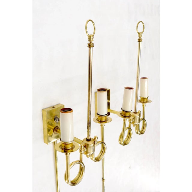 Pair of decorative trumpet shape wall sconces. Made in the 1970s.