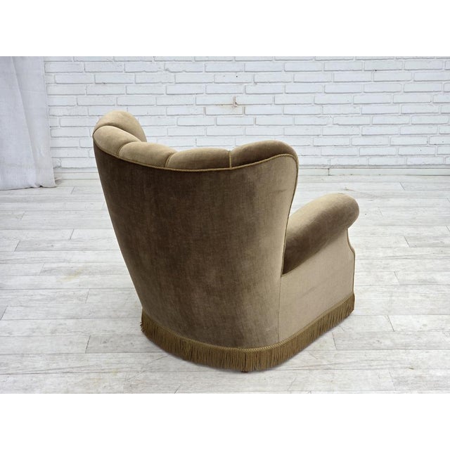 Danish Relax Armchair in Dark Green Velour and Ash, 1960s For Sale - Image 9 of 18