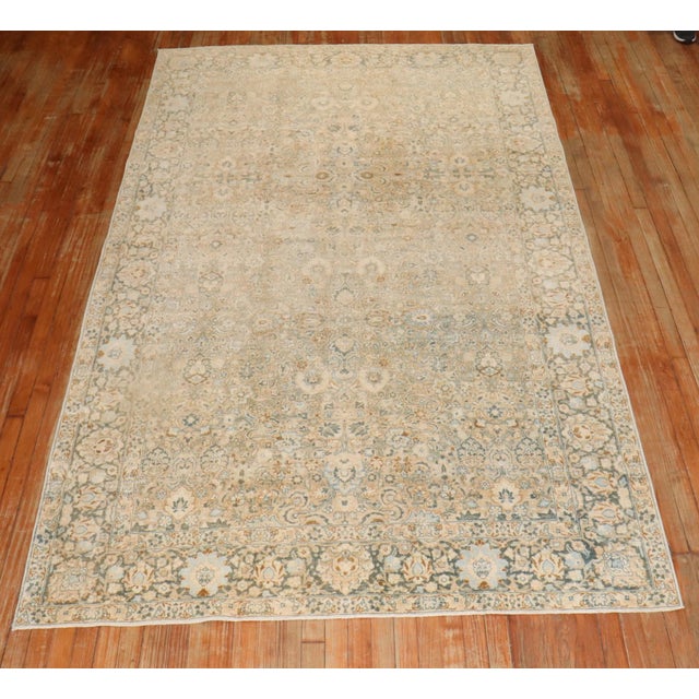Early 20th Century Neutral Persian Tabriz Rug - 5'10" x 10'2" For Sale - Image 4 of 9
