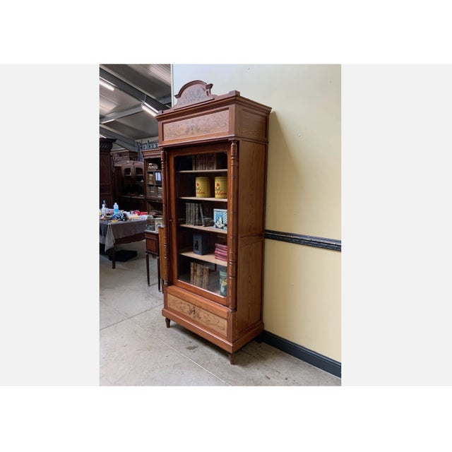 Antique Art Nouveau Display Bookcase with Inlays, 1910 For Sale - Image 9 of 10