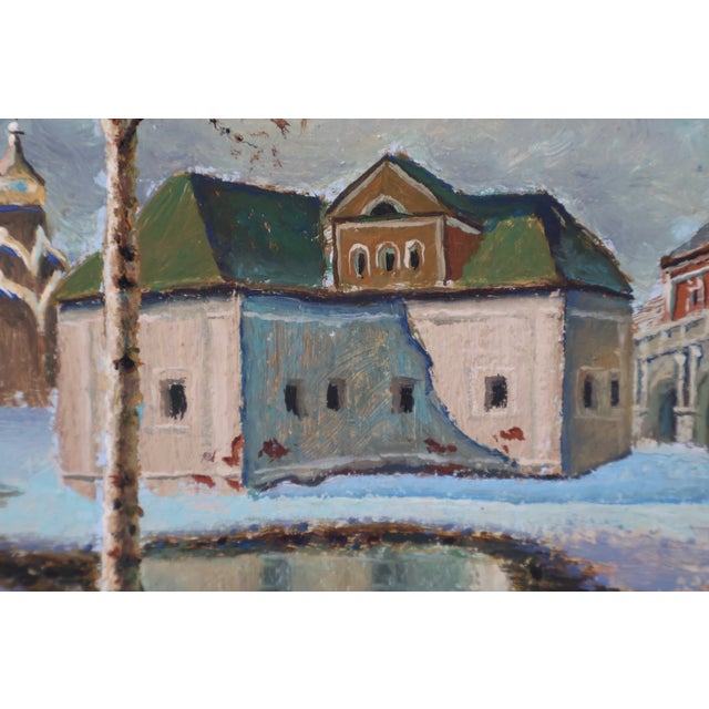 Wood Original Oil Painting of Zagorsk (Sergiev Posad) Monastery Complex, Moscow Provenance, 1992 For Sale - Image 7 of 18