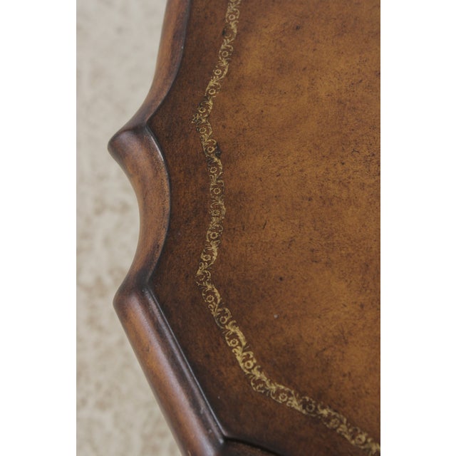 Leather Top Wrought Iron Base Mahogany Side Table For Sale - Image 12 of 14