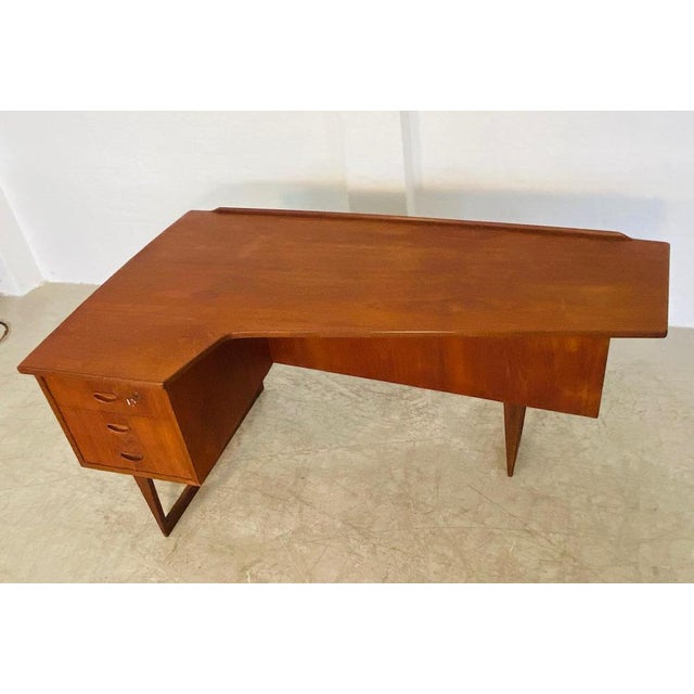 Brown Mid-Century Danish Teak Boomerang Desk from Løvig, 1960s For Sale - Image 8 of 18
