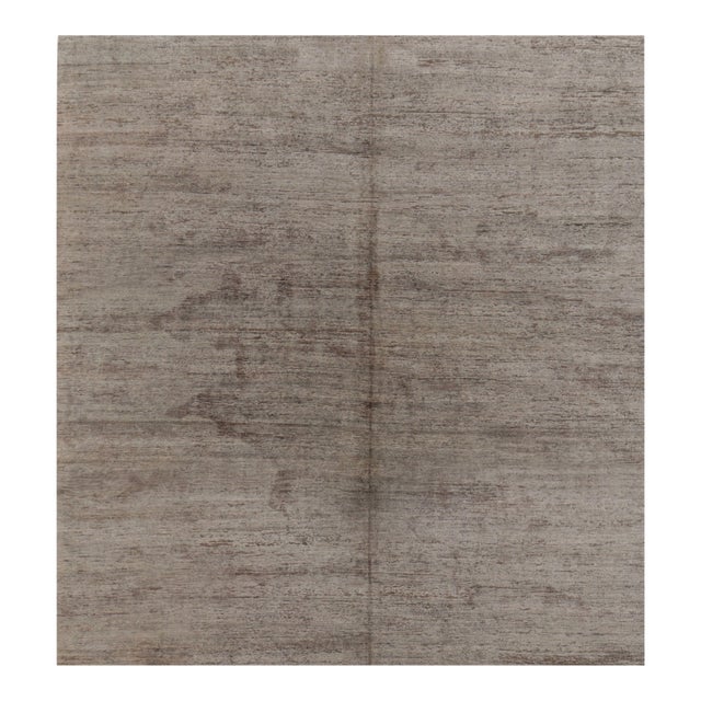 Rug & Kilim’s Modern Textural Rug in Neutral Taupe and Gray Tone-on-Tone -14x15 For Sale