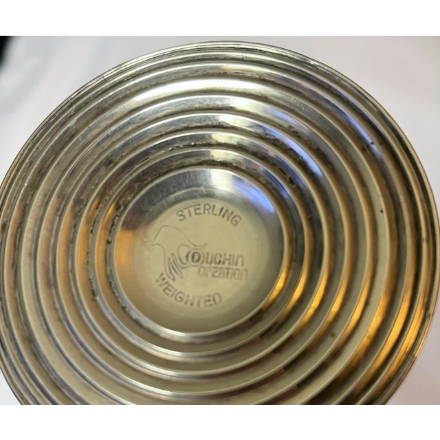 Metal Mid 20th Century Etched Glass & Weighted Sterling Silver Bud Vase For Sale - Image 7 of 8