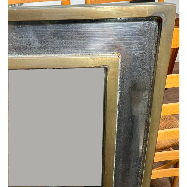 1950s C. 1950s Mixed Metals Wall Mirror Attributed to Guy Lefevre for Maison Jansen For Sale - Image 5 of 8