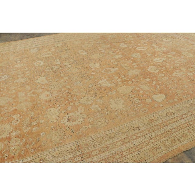 Rug & Kilim Oversized Antique Ghiordes Rug With Floral Design in Gold Tones - Rug & Kilim For Sale - Image 4 of 7