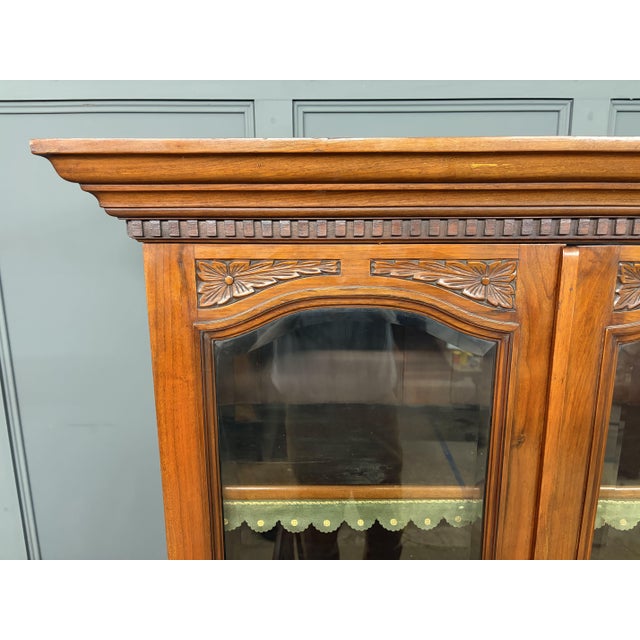 Victorian Carved Walnu Bookcase witht Secretaire, 1880 For Sale - Image 6 of 18