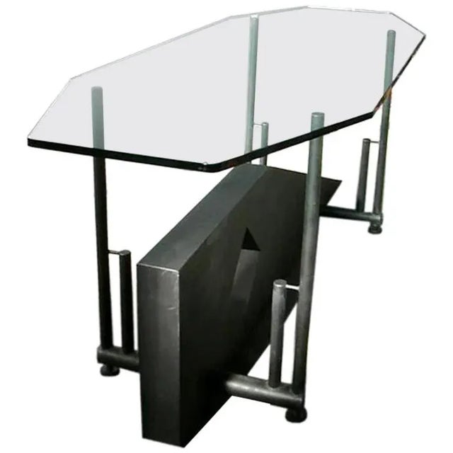 1970s Italian Glass Top Console For Sale - Image 5 of 5