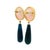 Metal Talia Jade Pink Coral Cabochon and Blue Agate Pendant Drop Earrings, A Pair For Sale - Image 7 of 10
