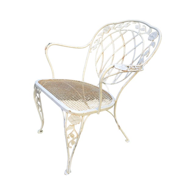 Vintage Wrought Iron Patio Chairs Set of 4 Floral detail along arm rests, top of back rests, and legs Perfect for any...