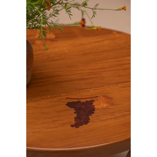 Brown French Elmwood Centre Table with Decorative Marquetry, 1960s For Sale - Image 8 of 17