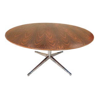 Fantastic Rosewood Grain Attributed to Florence Knoll 1960s 54” Circular Dining Conference Table For Sale