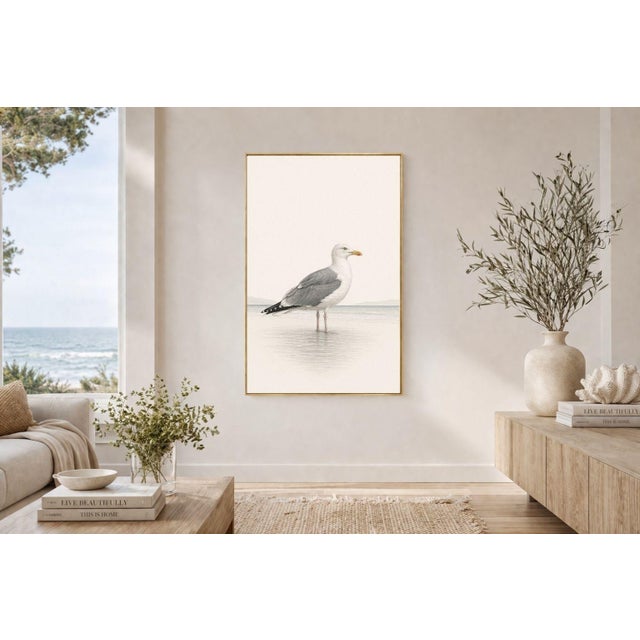 Coastal Seagull Study, Neutral Bird Wall Art Print, 24″ × 36″ Reproduction For Sale - Image 4 of 10