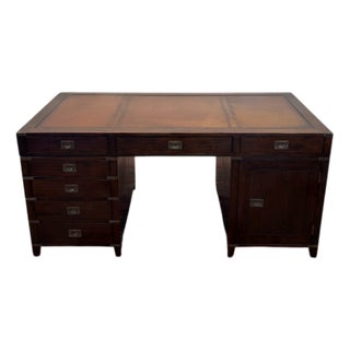 English Campaign Style Desk For Sale