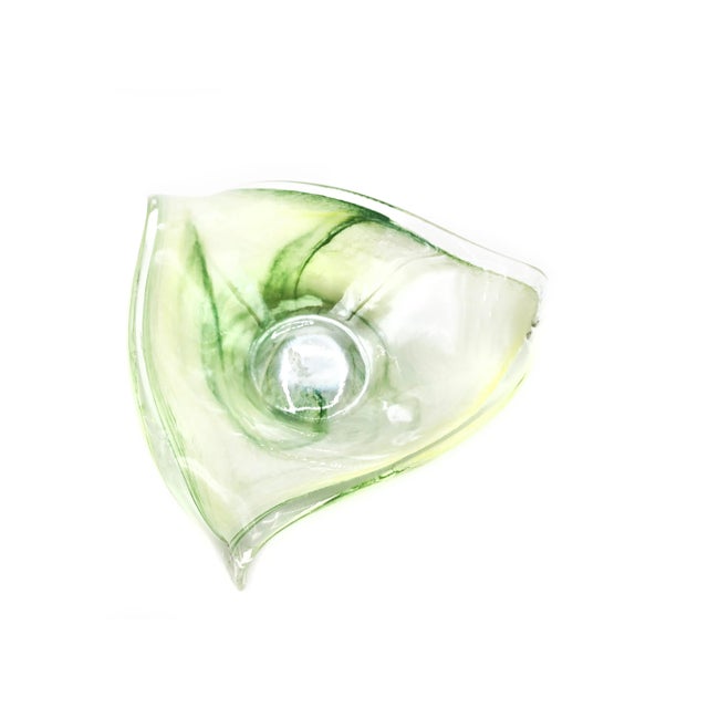 Mid-Century Modern Mid-Century Modern Green Art Glass Sculptural Bowl For Sale - Image 3 of 4