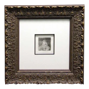 After Rembrandt "The Card Player" Custom Framed Etching