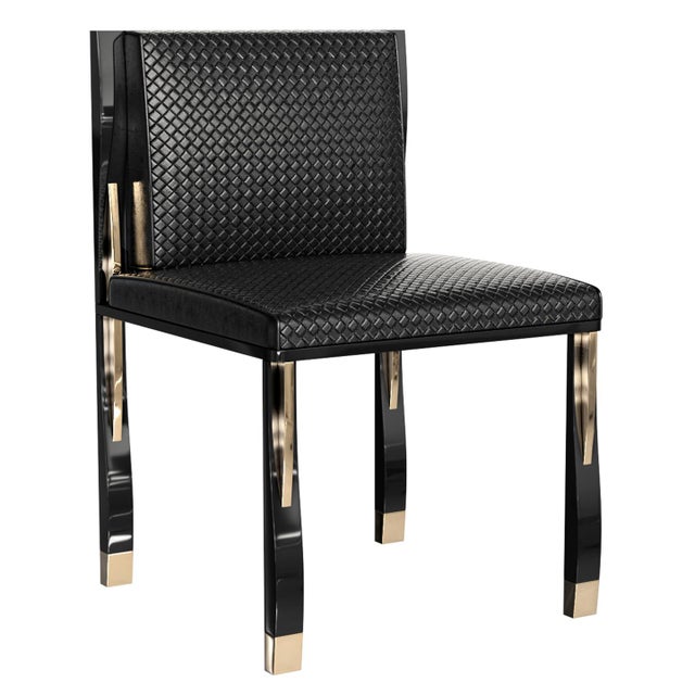Art Deco "Candice" Chair With Stainless Steel, Bronze Details and Woven Leather For Sale - Image 3 of 13