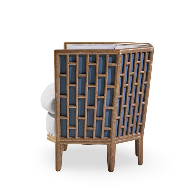 Wood Barbara Barry for McGuire Rattan Fretwork Lounge Chairs - Pair For Sale - Image 7 of 13