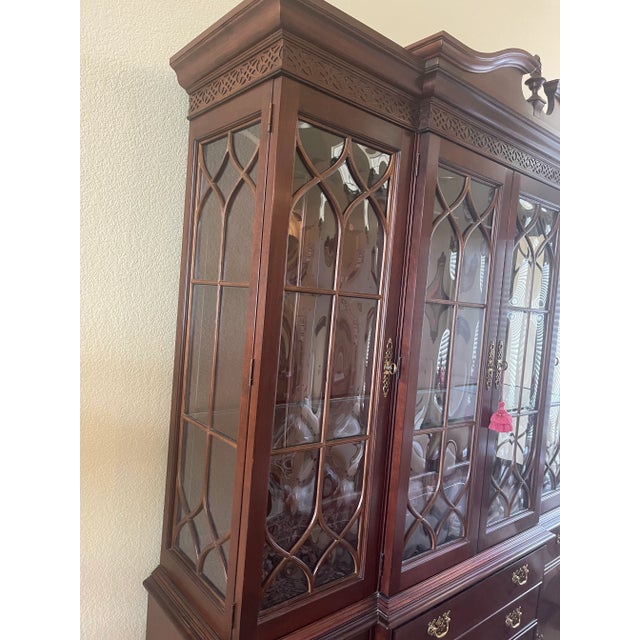 1998 Knob Creek Breakfront China Bookcase Lighted Curved Glass Doors For Sale In Palm Springs - Image 6 of 10