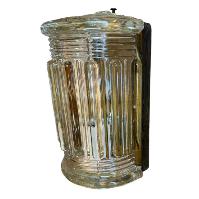 Glass Mid 20th Century Mid-Century Modern Glass Sconce With Ribbing For Sale - Image 7 of 7