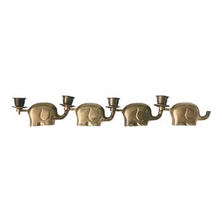 Mid-Century Art Deco Brass Candelabra Figural Elephants - Set of 4 For Sale