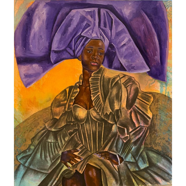 Portraiture "Ode to Style", Acrylic, Graphite and Oil on Canvas Painting by Winifred Otowa (2025) For Sale - Image 3 of 5