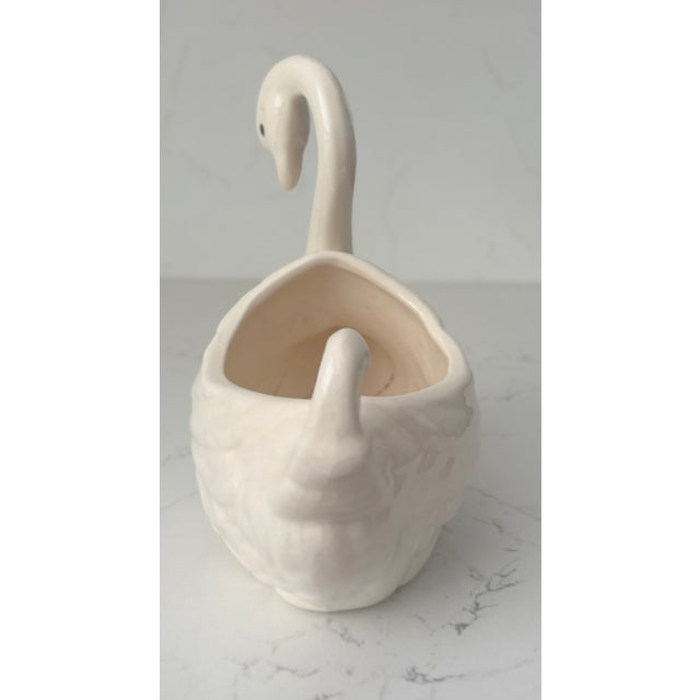 White Vintage White Ceramic Swan Vase Planter For Sale - Image 8 of 14