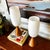 Mid Century Conical Wood and Glass Table Lamps - Set of 2 For Sale - Image 4 of 17