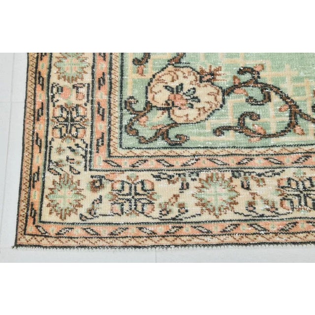 Textile Large Vintage Green Wool Rug For Sale - Image 7 of 13