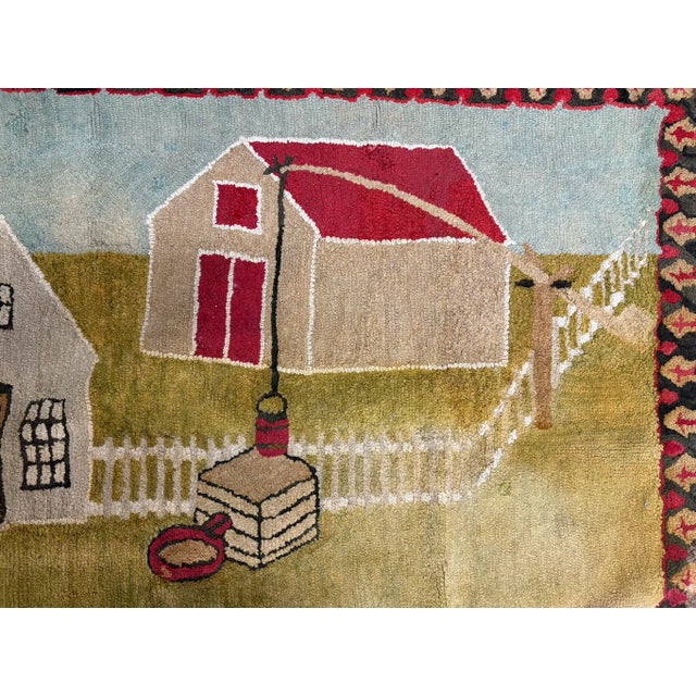 American Mid 19th Century Pictorial Hooked Rug ("Cape House"), AmericanRrom the Collection of the Kennedy Family and Originally Bought at Auction For Sale - Image 3 of 9
