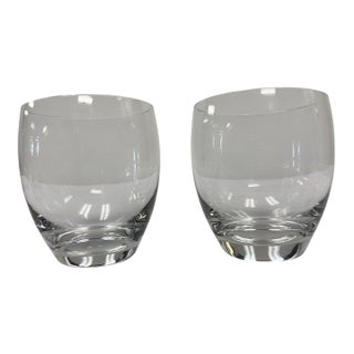 Signed Luxury Baccarat Crystal "Beluga" Rocking Tumbler Glasses - Pair For Sale