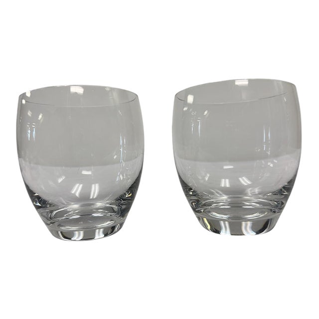Signed Luxury Baccarat Crystal "Beluga" Rocking Tumbler Glasses - Pair For Sale