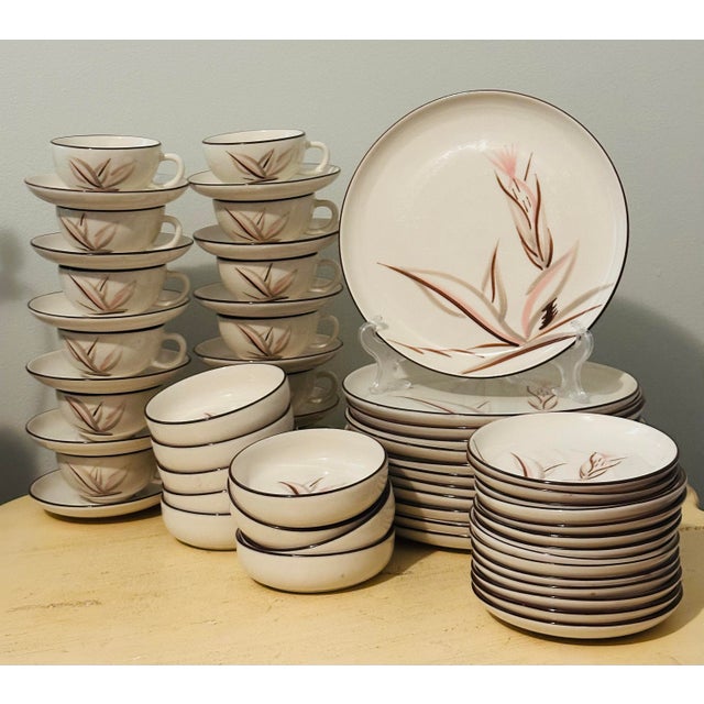 Beige Mid 20th Century California Winfield Ware Handcrafted Dining Set - 59 Pieces For Sale - Image 8 of 12