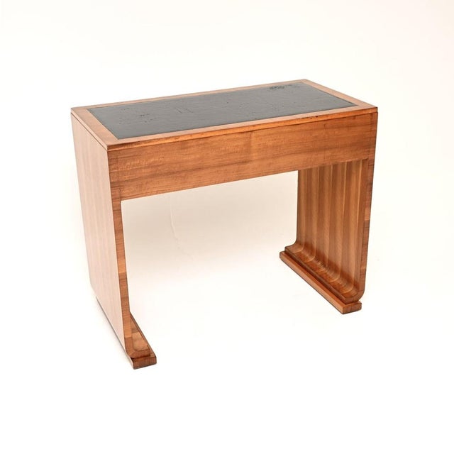 Art Deco Walnut and Leather Top Desk, 1930s For Sale - Image 6 of 12