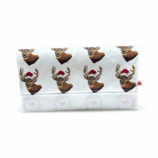 Holiday "What the Buck?!" Santa Deer Handmade Tea Towels, Set of Two, Original For Sale - Image 4 of 4