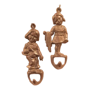 Vintage Italian Brass Hooks Dutch Children a Pair