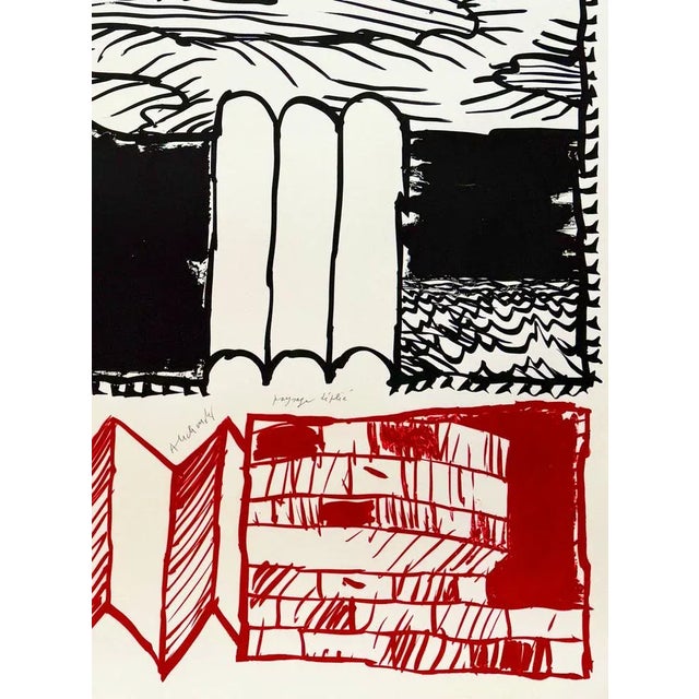 Pierre Alechinsky, Paysage déplié, 1995, Lithograph, in Flawless conditions. Designed 1990 to 1999