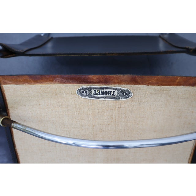 Bauhaus design dining chairs by Thonet model S33 design Mart Stam 1926 black leather upholstery tubular steel frame....