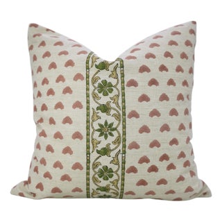 Fabdivine Linen Blend Priya Decorative Pillow Cover 14x14 Inch Hand Block Printed Throw Cushion For Sale