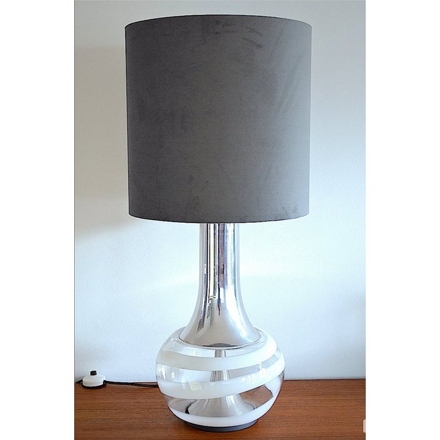 Large table or floor lamp from the German company Doria - the lamp features a glass base made of mouth-blown clear glass...