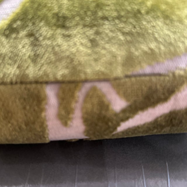 Handcrafted pillow case, Double sided Chartreuse abstract velvet, 16”X16”. Invisible zipper. Only selling the case, insert...