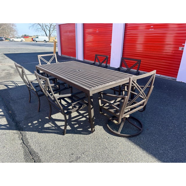 American Aluminum Patio Set Table and 6 Chairs For Sale - Image 3 of 9