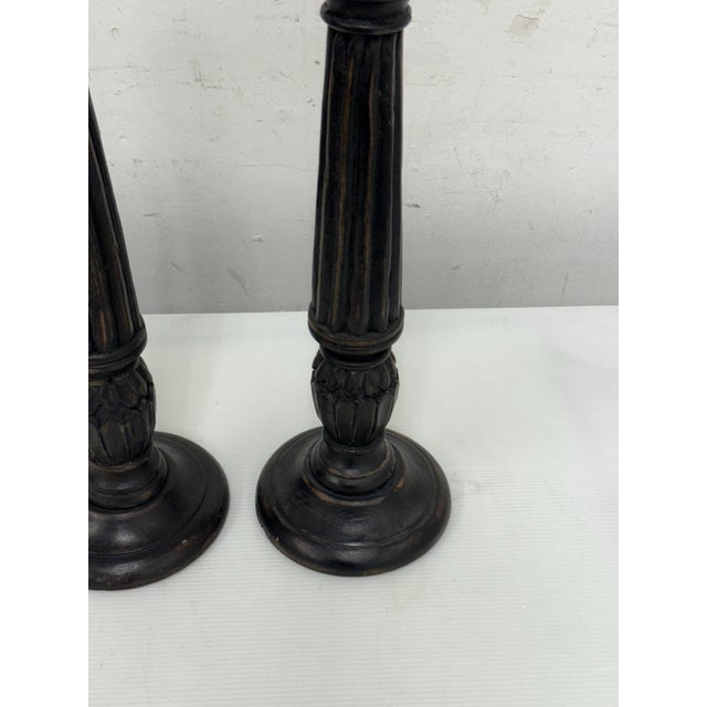 Vintage Wood Candle Holders, Pair For Sale - Image 10 of 12